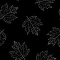 Seamless pattern autumn maple leaves black background vector illustration Royalty Free Stock Photo